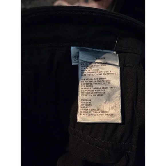 L'AGENCE Black Coated High Rise Skinny Jeans‎ Size 30 - Picture 8 of 8